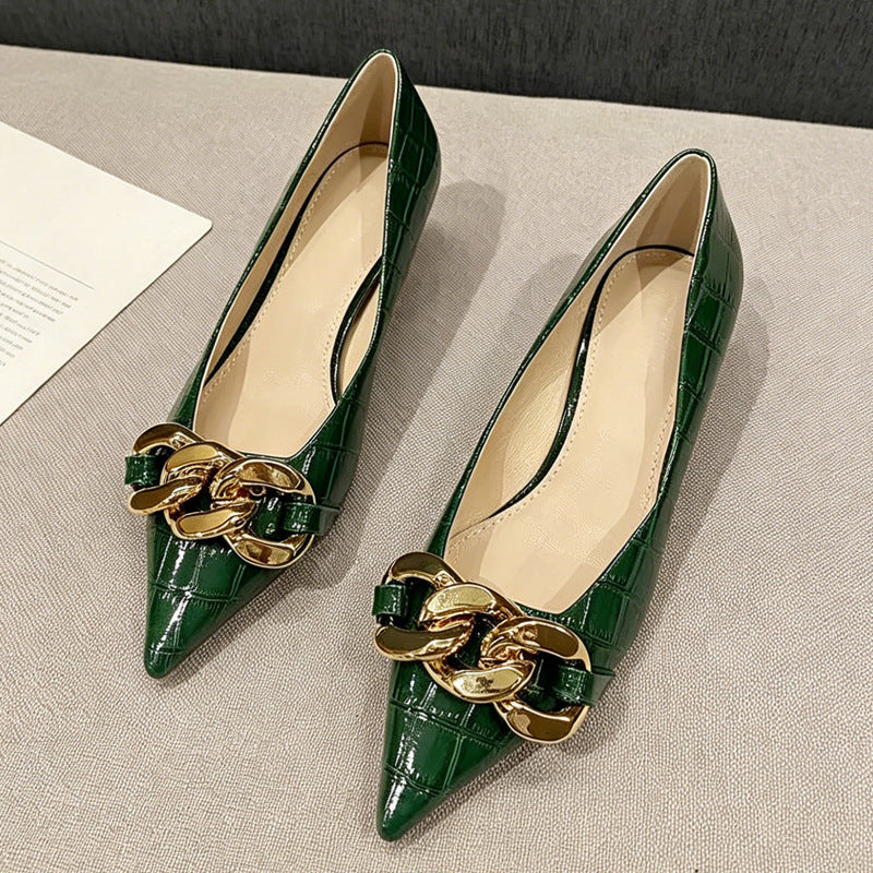 Damen elegante spitze Pumps mit goldfarbener Kettenapplikation R&B