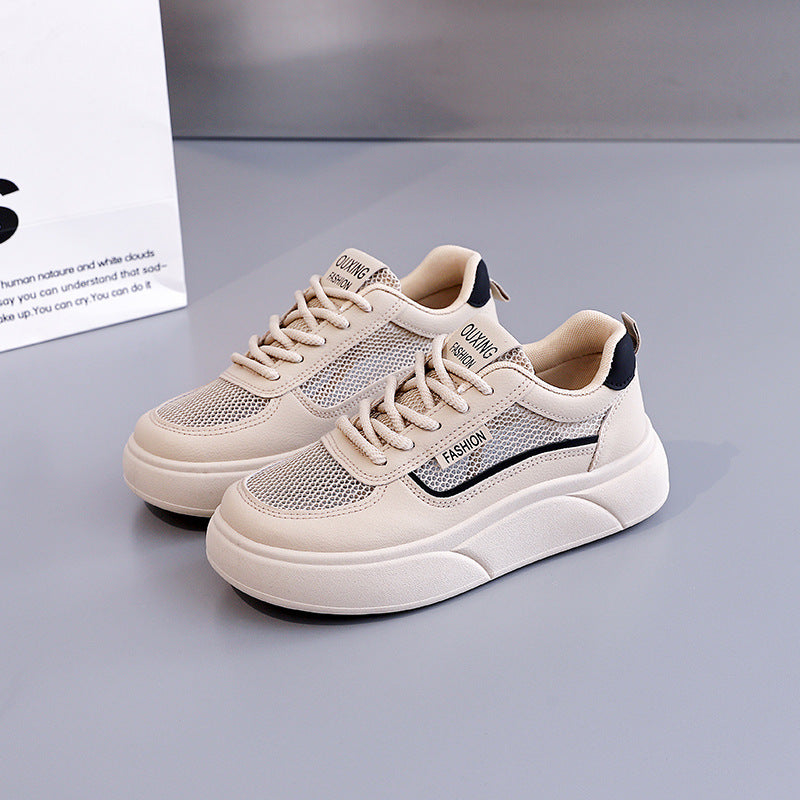 Damen modische Sneakers mit atmungsaktiven Mesh-Einsätzen und hoher Laufsohle R&B