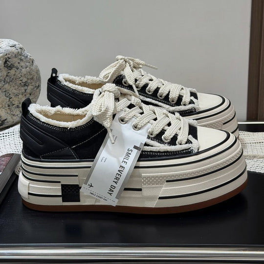 Damen Plateau Sneakers im Street-Style mit modernen Textil-Details R&B