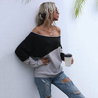 Damen modischer Pullover im lässigen Oversized-Stil mit raffiniertem Farbblockdesign