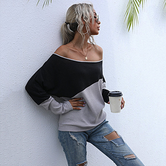 Damen modischer Pullover im lässigen Oversized-Stil mit raffiniertem Farbblockdesign R&B