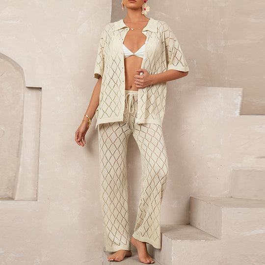 Damen elegantes Strickanzug mit modischem Rautenmuster und lockerer Passform R&B