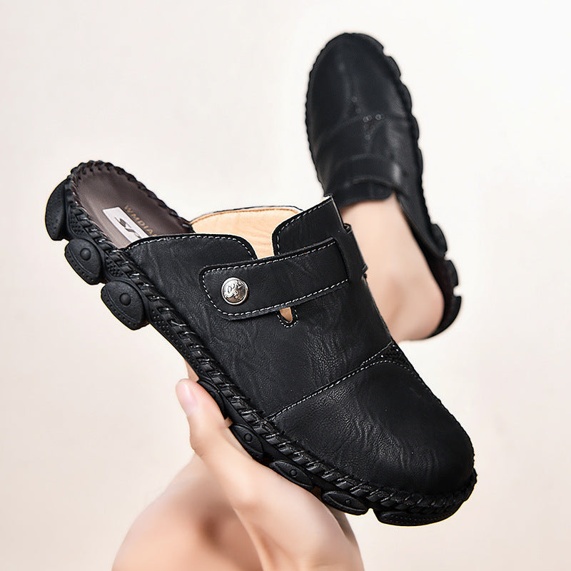 Herren Bequeme Leder-Sandalen mit verstellbarem Riemensystem R&B