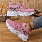 Damen Sportliche Atmungsaktive Sneakers mit elastischem Leisten und rutschfester Sohle