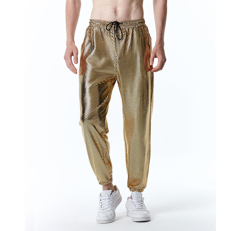 Herren futuristische Mesh-Hose im angesagten Metallic-Look R&B