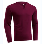 Herren nan Langarmshirt mit V-Ausschnitt Slim Fit Baumwollmix und elastischem Komfortbund R&B