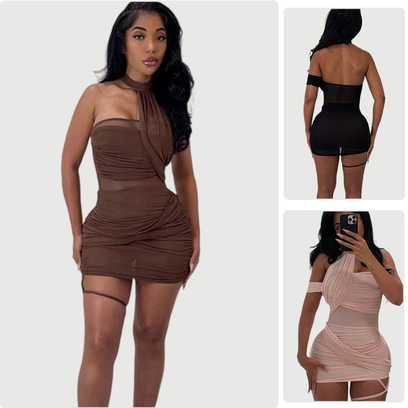 Damen Figurbetontes Wickelkleid mit asymmetrischem Design R&B