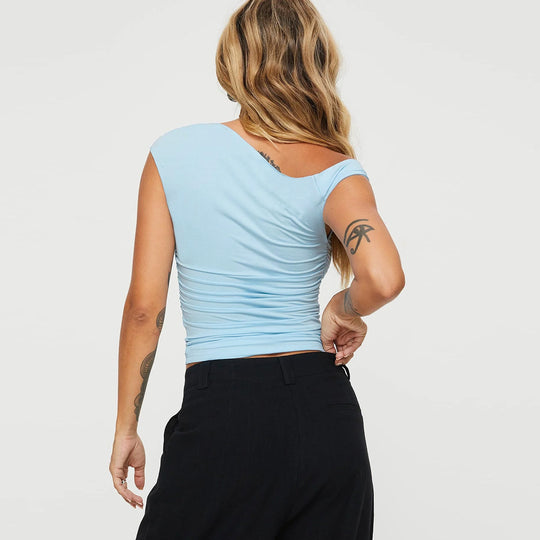 Damen asymmetrisches Oberteil mit schulterfreiem Design und elegantem Schnitt R&B