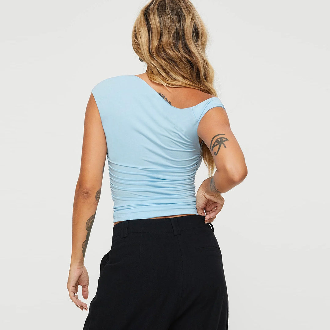 Damen asymmetrisches Oberteil mit schickem Wickeldesign R&B