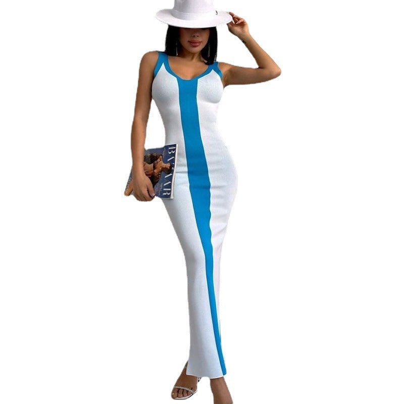 Damen figurbetontes Maxikleid mit grafischem Design R&B