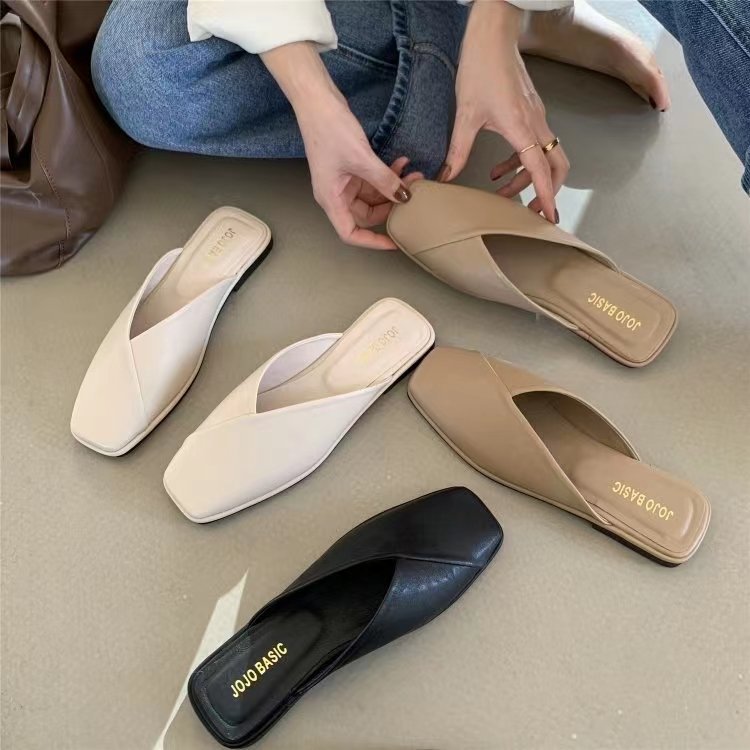 Damen Slip-On Pantoletten mit kunstlederner Oberfläche und bequemem Fußbett R&B