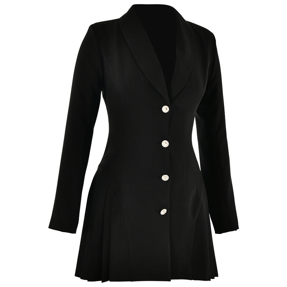 Damen Elegant geschnittenes Kurzkleid mit Plisseefalten und tiefem Ausschnitt R&B