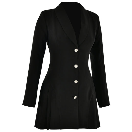 Damen Elegant geschnittenes Kurzkleid mit Plisseefalten und tiefem Ausschnitt R&B