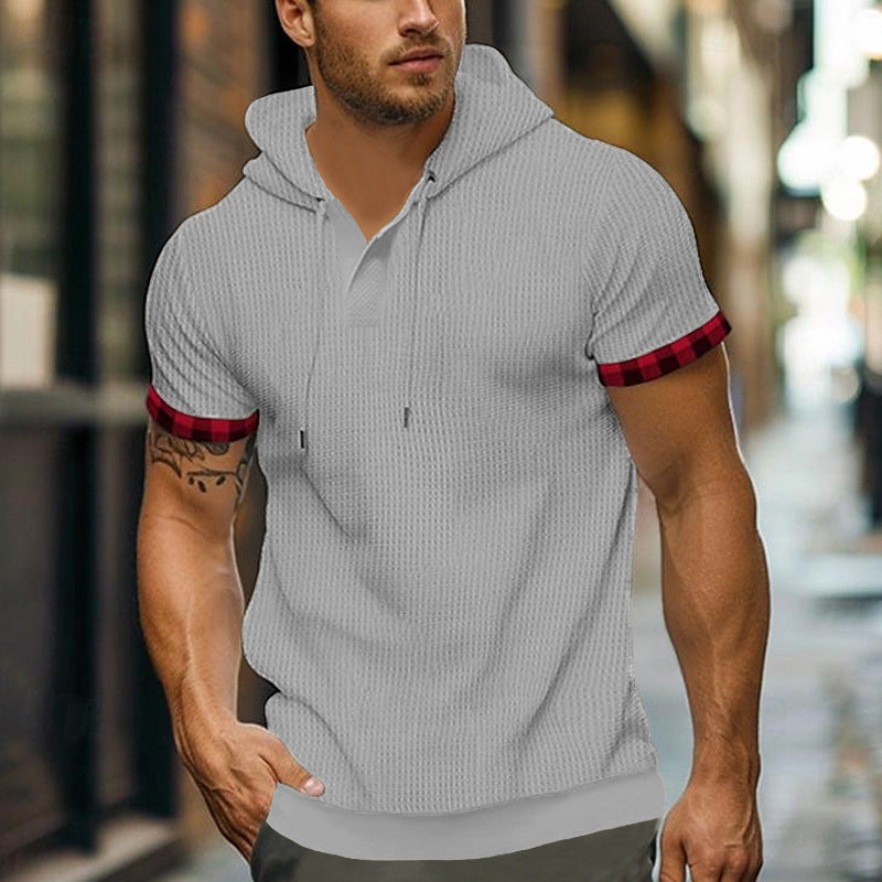 Herren modernes Kapuzenshirt mit strukturiertem Design und kontrastierenden Ärmeln R&B
