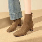 Damen elegante Stiefeletten mit blockiertem Absatz und feinem Wildlederfinish R&B