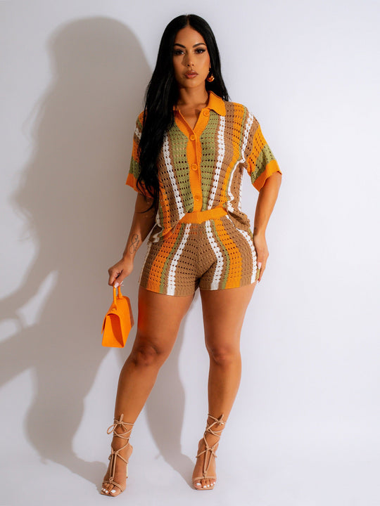 Damen Set aus gehäkeltem Top und Shorts R&B