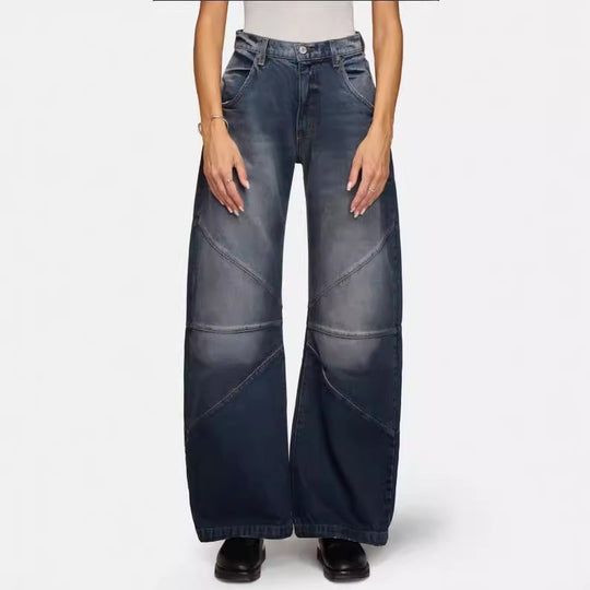 Damen breite Jeans mit einzigartigem Nahtdesign im angesagten Stil R&B