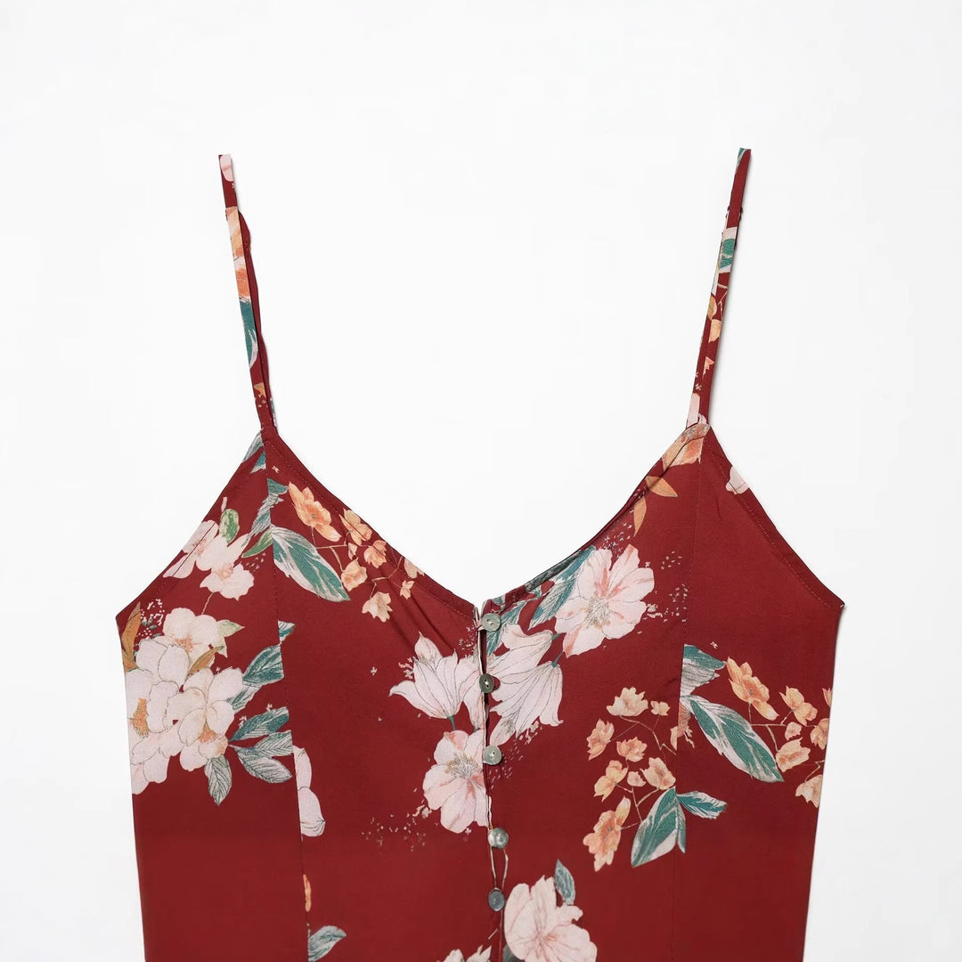 Damen Spaghettiträgerkleid mit floralem Druck und schmeichelndem Schnitt R&B