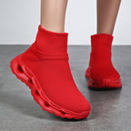 Damen Komfortable High-Top Sneakers aus atmungsaktivem Strick-