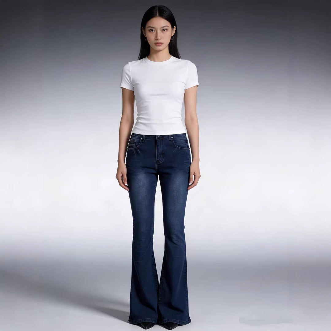 Damen Flared Jeans mit hohem Bund und eleganten Nahtdetails