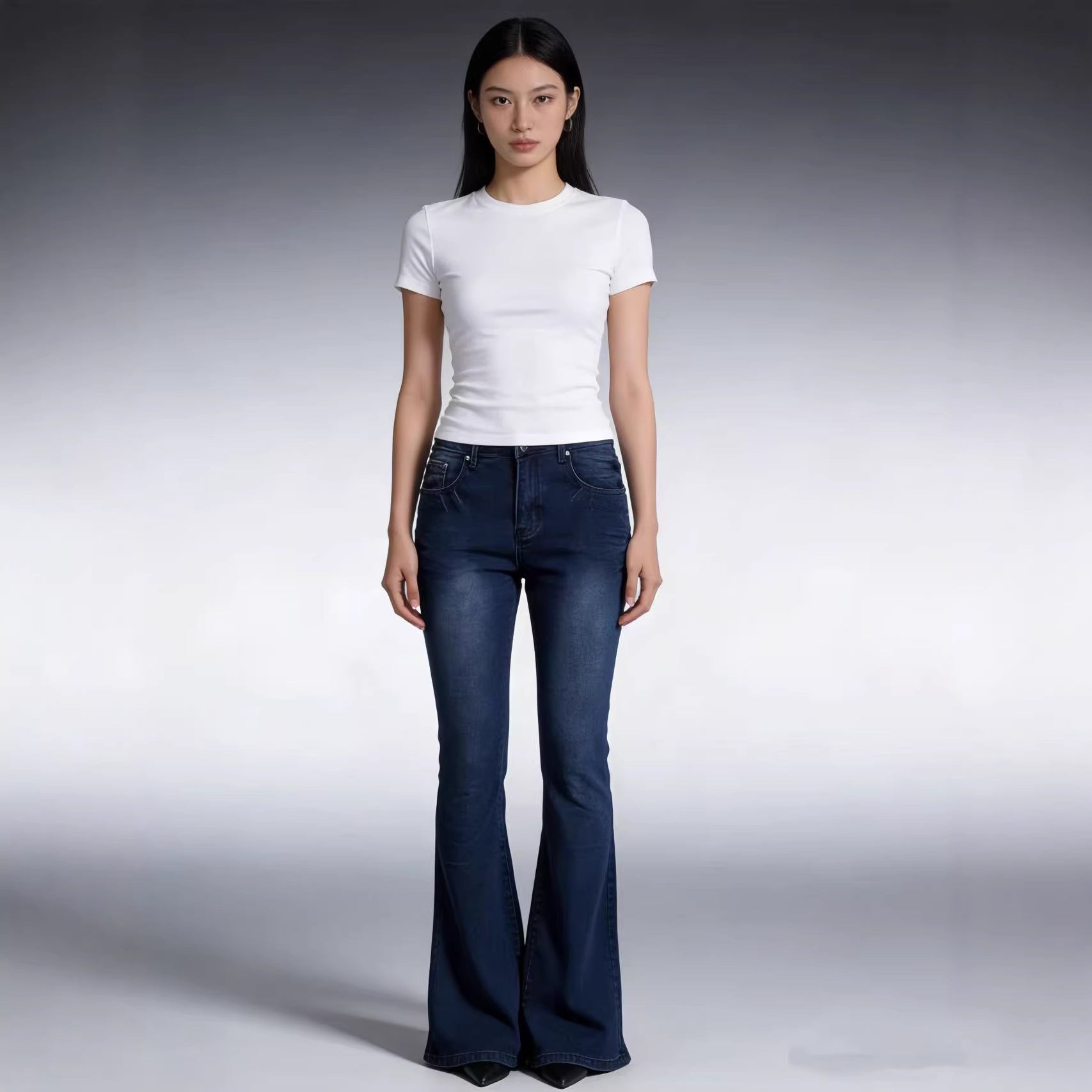 Damen Flared Jeans mit hohem Bund und eleganten Nahtdetails