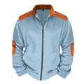 Herren Sportliche Zip-Jacke mit Rippenstruktur und Kontrastärmel R&B