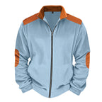 Herren Sportliche Zip-Jacke mit Rippenstruktur und Kontrastärmel R&B