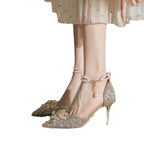 Damen eleganter High Heel mit Perlenschmuck R&B