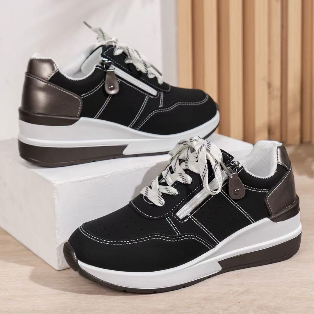 Damen Komfortable Sneakers mit modischem Reißverschluss und atmungsaktiver Sohle R&B
