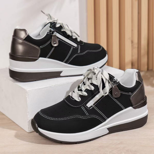 Damen Sportliche Sneaker mit atmungsaktiver Obermaterialstruktur und modischem Reißverschluss R&B