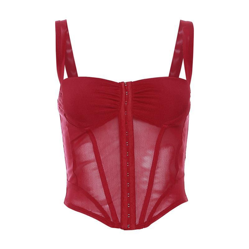 Damen Korsett-Top mit transparentem Design und raffinierten Raffungselementen R&B