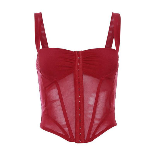 Damen Korsett-Top mit transparentem Design und raffinierten Raffungselementen R&B