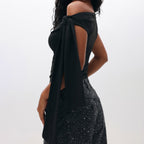 Damen Elegantes One-Shoulder Top mit dekorativen Steinen R&B