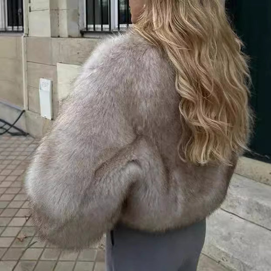 Damen Kuschelige und elegante Kunstfelljacke R&B