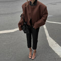 Damen Modische Kurzjacke mit oversized Schnitt und elegantem Kragen