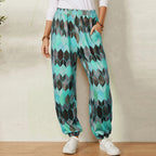 Damen Freizeithose mit modernem geometrischen Muster und elastischem Bund R&B