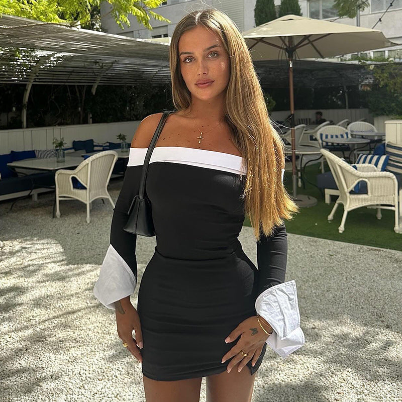 Damen Off-Shoulder Minikleid mit eleganten Puffärmeln R&B