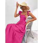 Damen Maxikleid mit Rüschendetails und schmalem Tailleneinsatz R&B