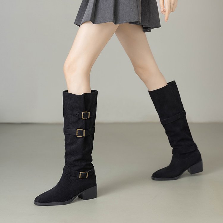 Damen Elegante Stiefel mit modischem Schnallen-Detail R&B