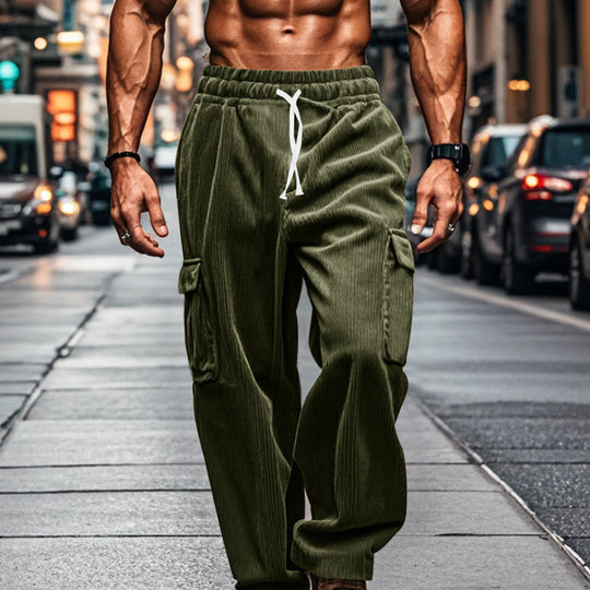 Herren lockere Cargo-Hosen im urbanen Stil mit praktischen Taschen und elastischem Bund R&B
