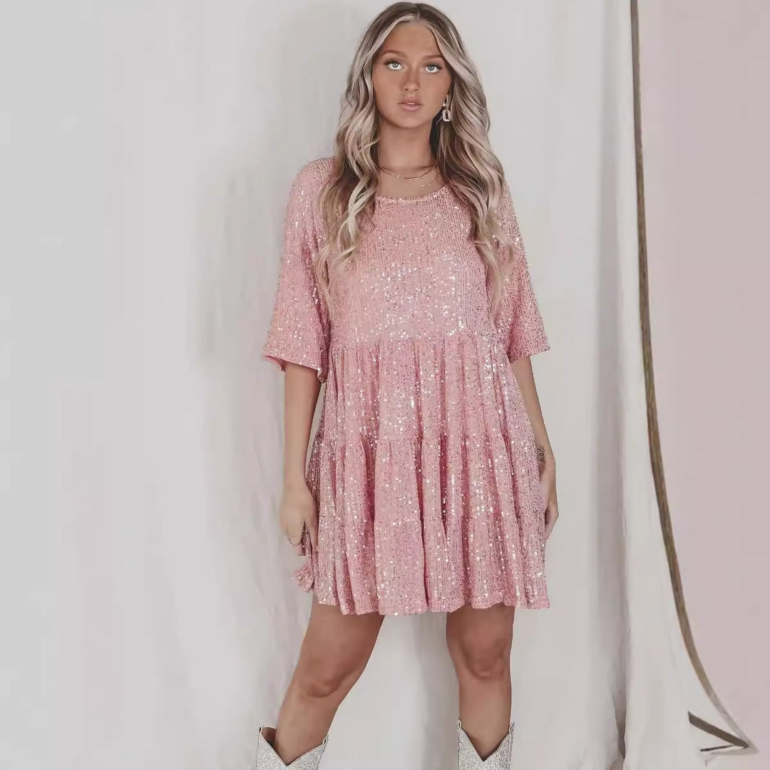 Damen Glitzerndes Kurzkleid R&B