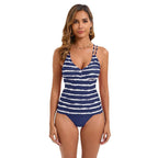Damen Tankini mit modischem Streifenmuster und verstellbaren Trägern R&B