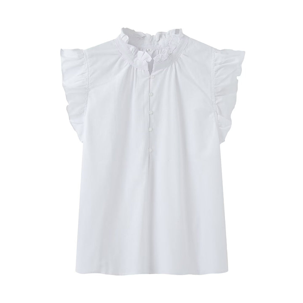 Damenbluse mit Rüschendetails und Knopfleiste R&B