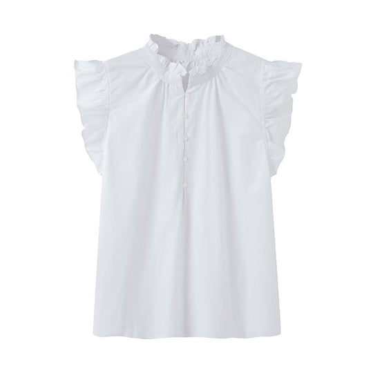 Damenbluse mit Rüschendetails und Knopfleiste R&B
