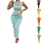 Damen figurbetontes Cut-Out Maxikleid R&B