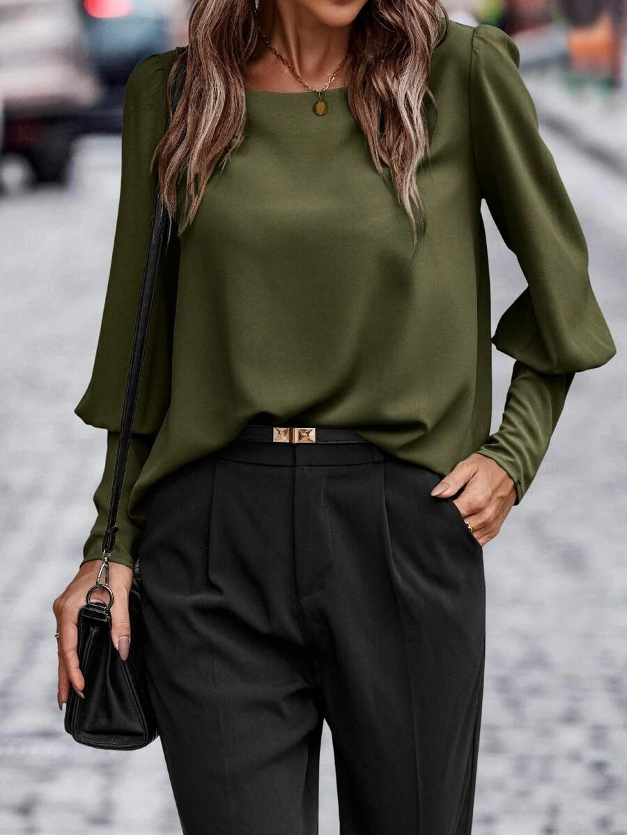 Damen Elegantes Oberteil mit Puffärmeln und sanftem Schnitt R&B