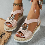 Damen Wedge-Sandalen mit R&Brnen Riemendesign und elegantem Zierelement R&B