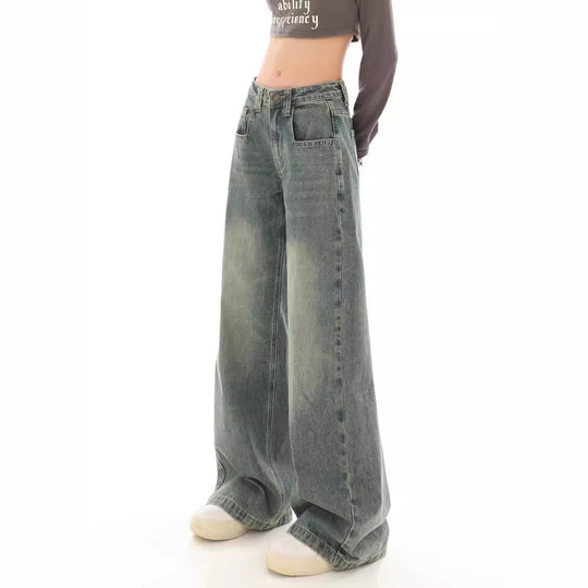 Damen Weite Denim-Hose mit modischem Ombre-Effekt und lässigem Schnitt R&B