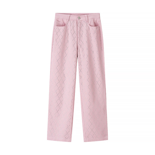 Damen weite Stoffhose mit Jacquard-Muster R&B