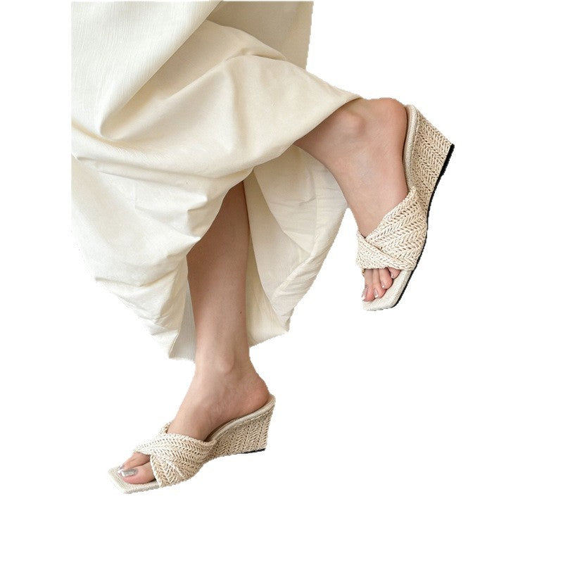 Damen Wedgesandalen mit dekorativem Kreuzband R&B